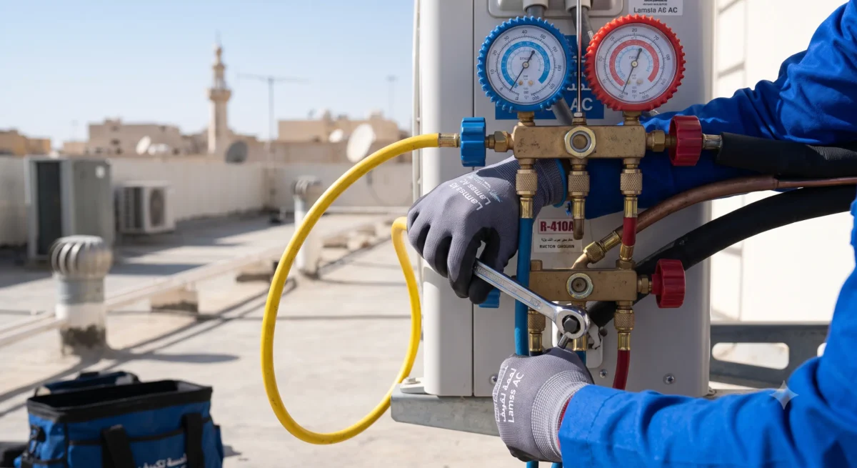 تمديد نحاس أمريكي أصلي أثناء عملية تركيب مكيف بالرياض