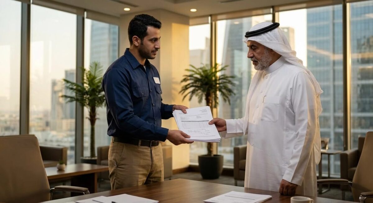 فني يسلم صاحب المنشأة عرض سعر مفصل وجدولًا زمنيًا لتنفيذ تركيب المكيفات